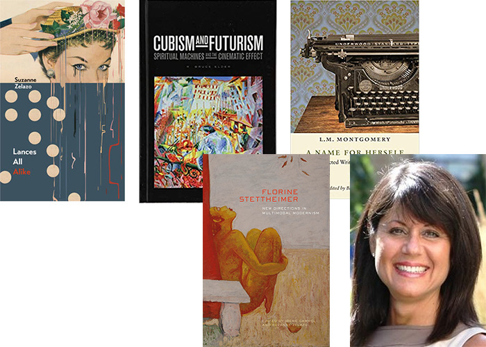 Collage of book covers and portrait of Ruth Panofsky