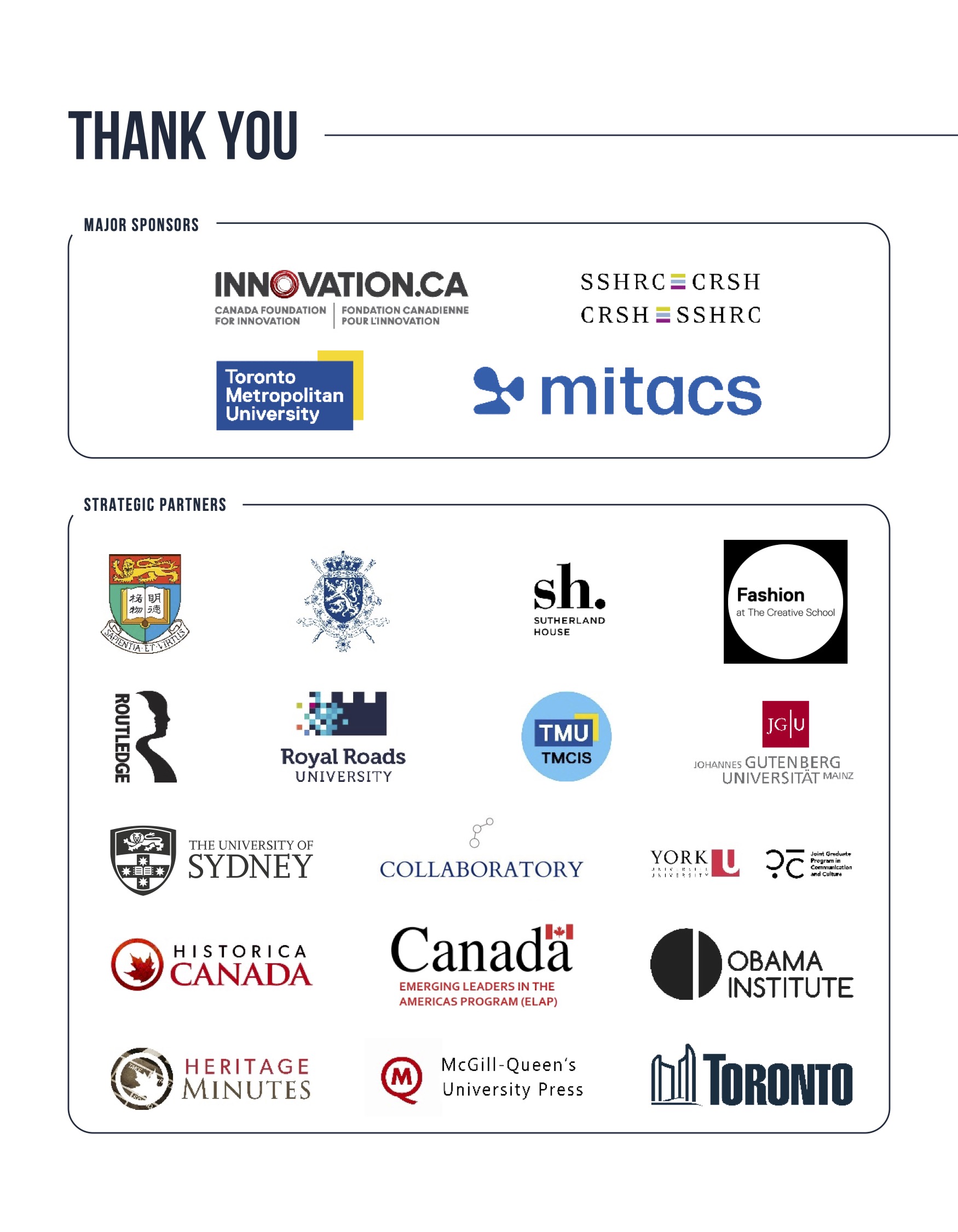 Major sponsors and strategic partners